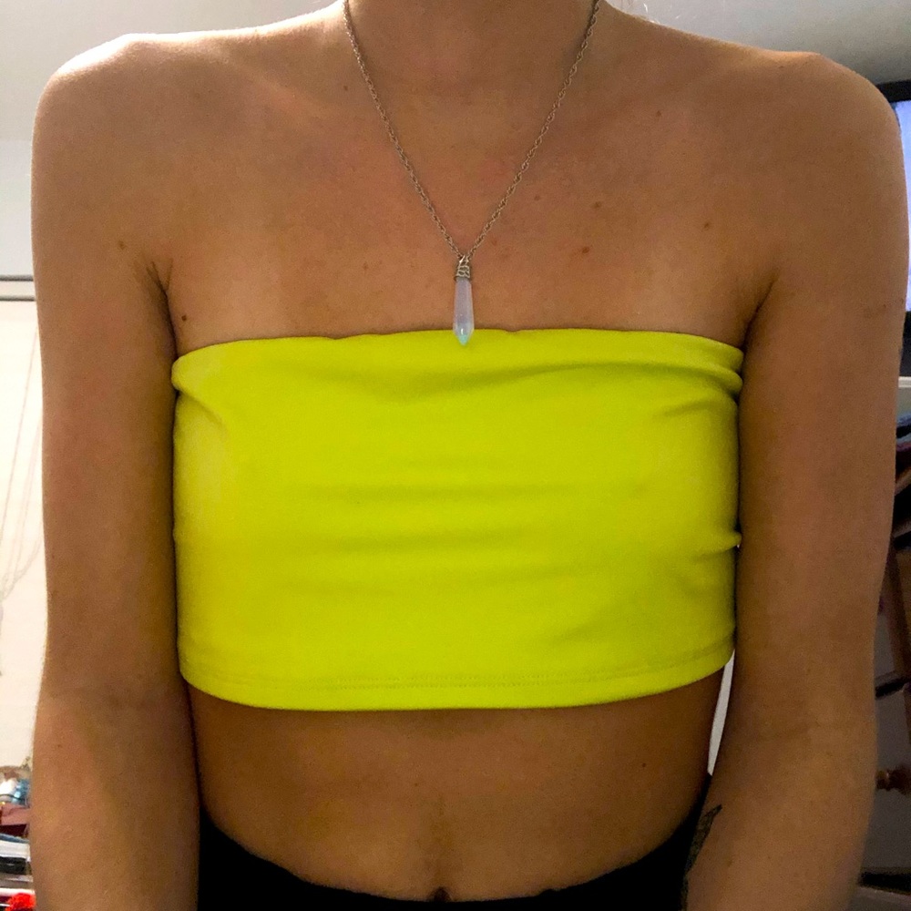 Neon Yellow/Green super cropped Tube Top
